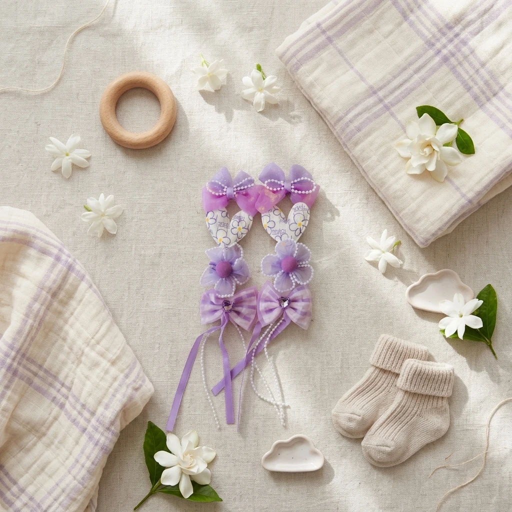 101 Dusty Lavender Floral Hair Bows Strip