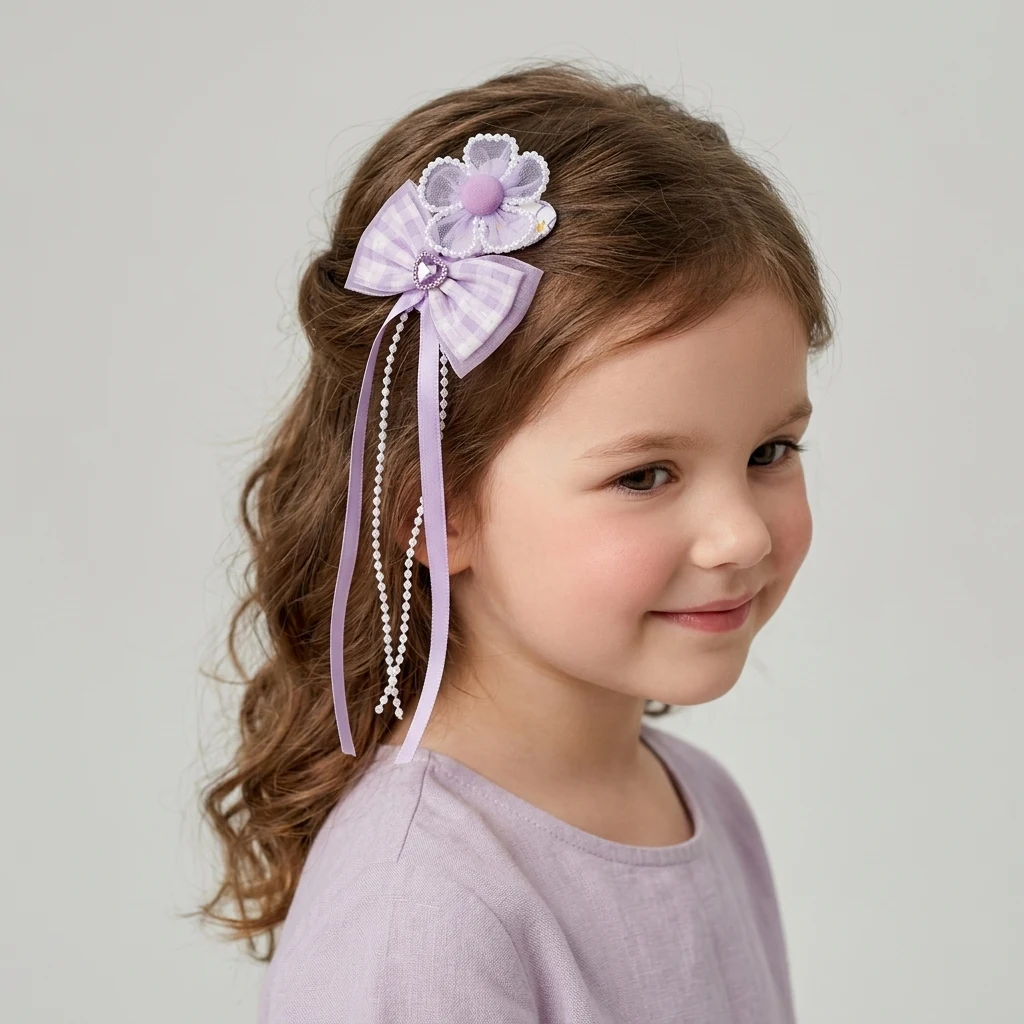 101 Dusty Lavender Floral Hair Bows Strip