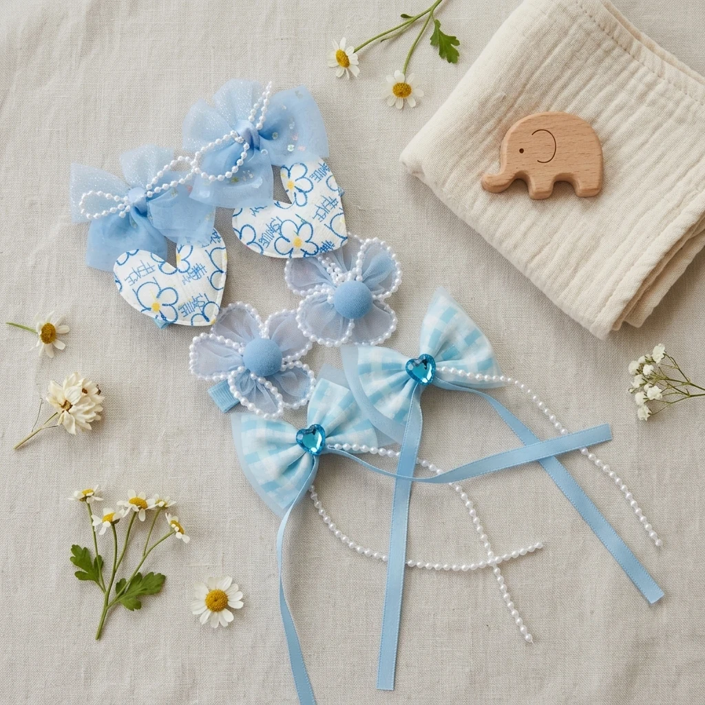 101 Slate Blue Hair Bows Strip – Cute Ribbon Clips