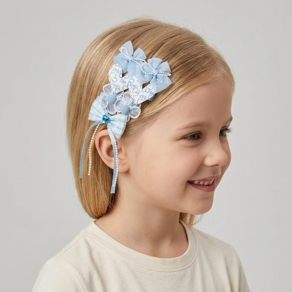 101 Slate Blue Hair Bows Strip – Cute Ribbon Clips