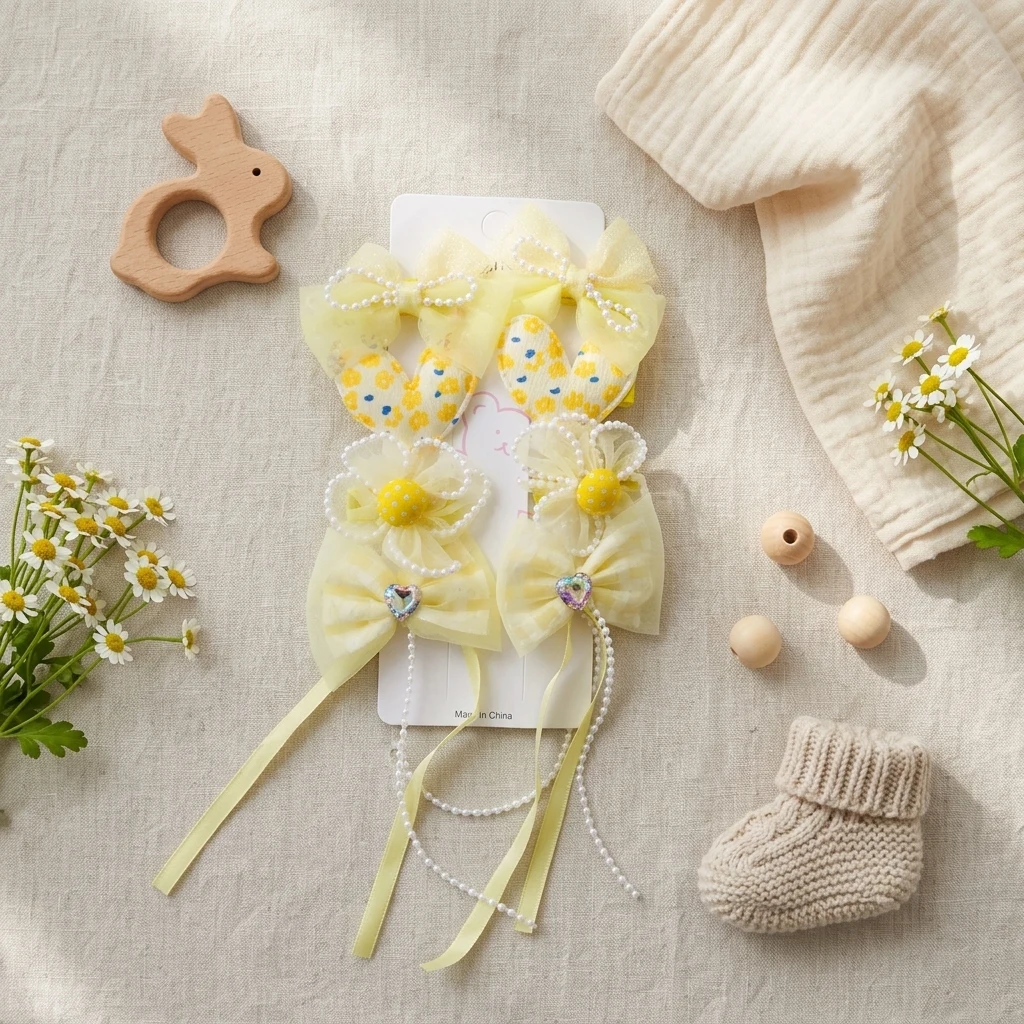 101 Warm Yellow Cheerful Hair Bows Strip