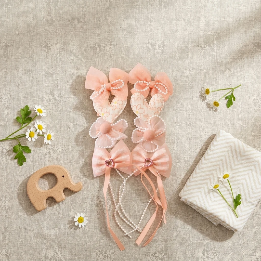 101 Soft Pink Delicate Hair Bows Strip