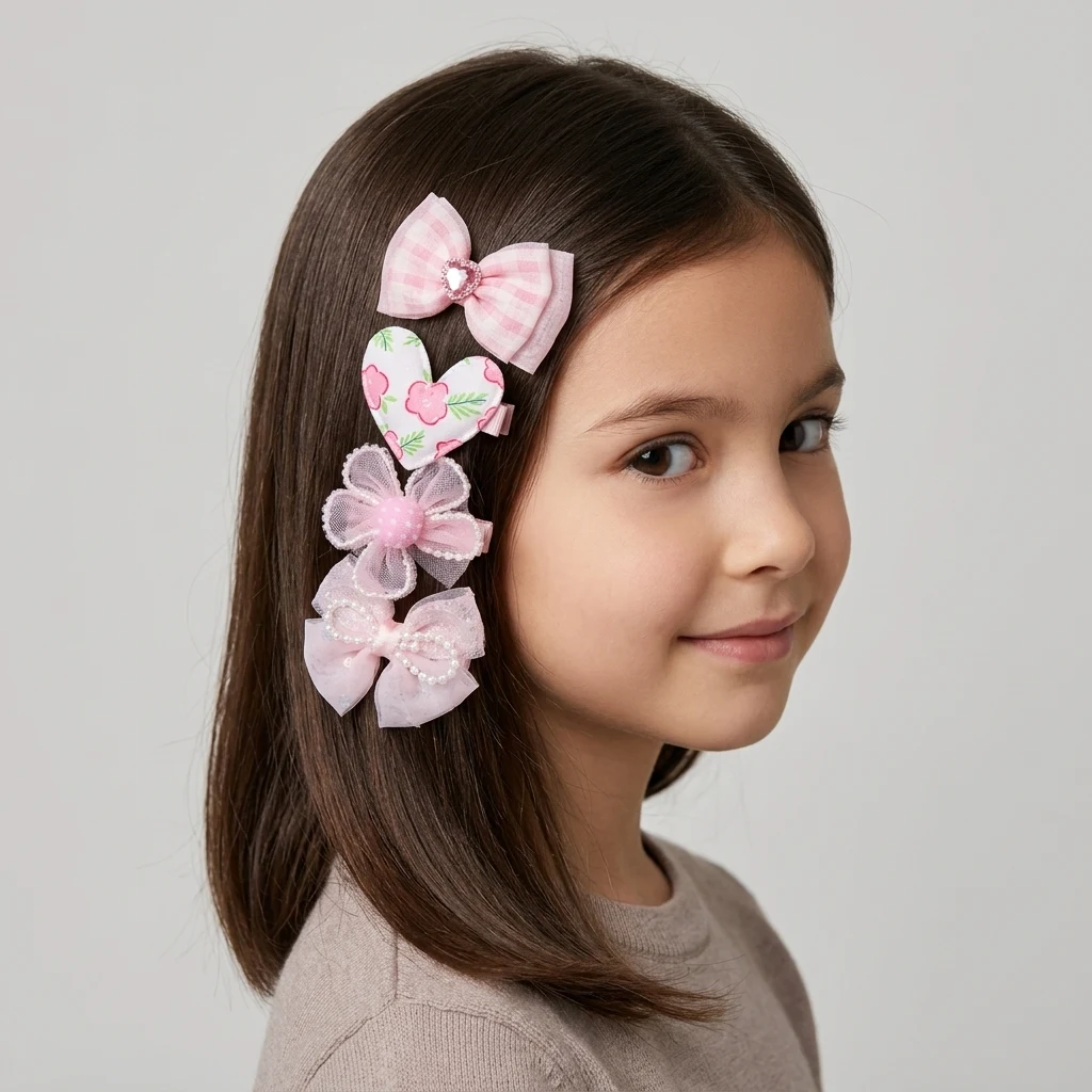 101 Coral Blush Sweet Bows & Clips Hair Clip Strip