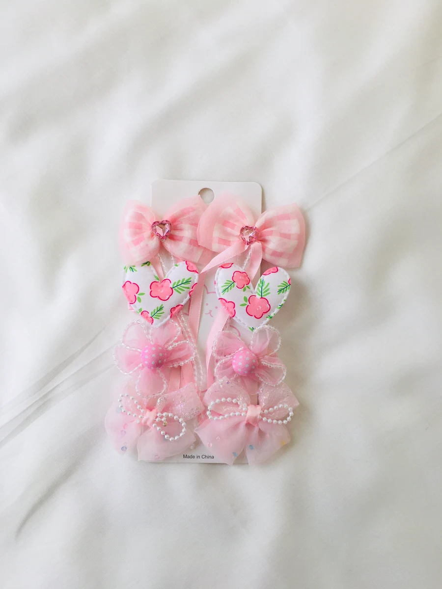 101 Coral Blush Sweet Bows & Clips Hair Clip Strip