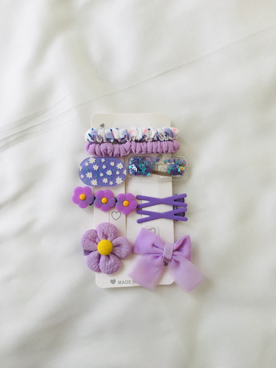 Series 102 Soft Purple Hair Bows Strip – Playful Clips & Bows