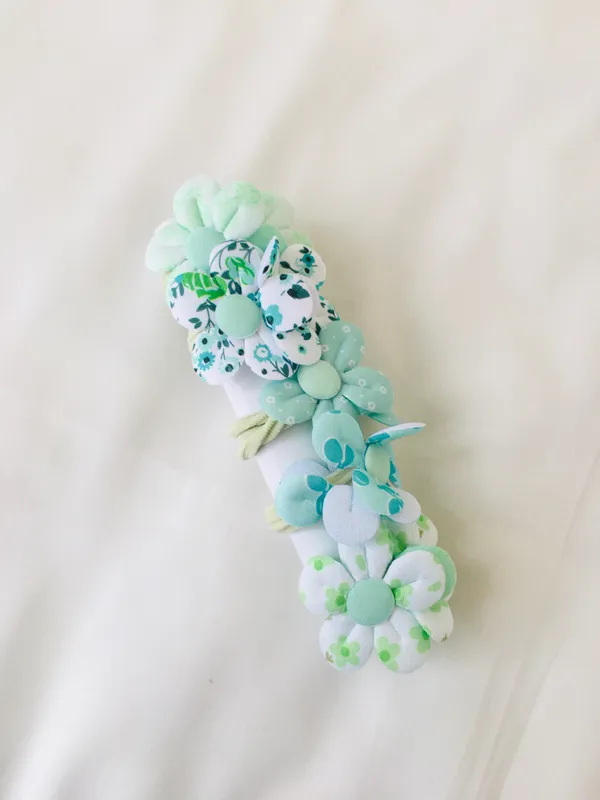 Sage Meadow Fabric Flower Hair Ties - Pack of 5 (Series 105)