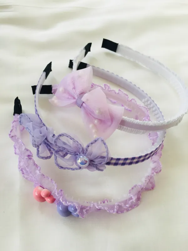 Lavender & Purple Butterfly Headband Set (Set of 3)